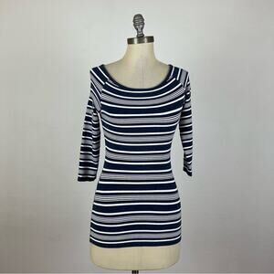 Theory Stripe Ennalyn Elevate Knit Off Shoulder Top